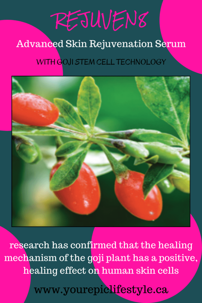 Proven, Proprietary Goji Stem Cell Technology REJUVEN8 from B-Epic is powered by a high-quality goji stem cell extract that has been found in multiple studies to revitalize the delicate, aging stem cells in our skin.