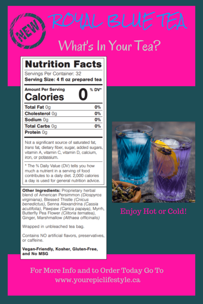 B-Epic Royal Blue Tea Nutritional Facts